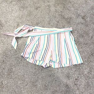 EUC J.Crew Size 6 Colorful Stripe Belt Bow Tie Shorts